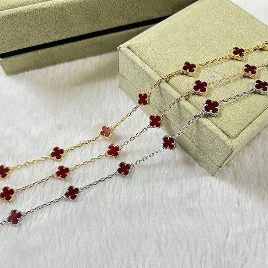 [Elowen Jewels]CLOVER 6 MOTIF RED AGATE BRACELET
