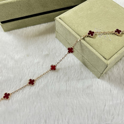 [Elowen Jewels]CLOVER 6 MOTIF RED AGATE BRACELET