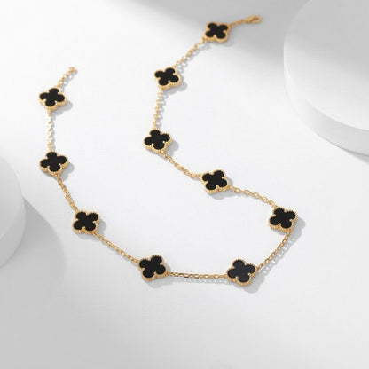 [Elowen Jewels]CLOVER 10 MOTIFS ONYX NECKLACE