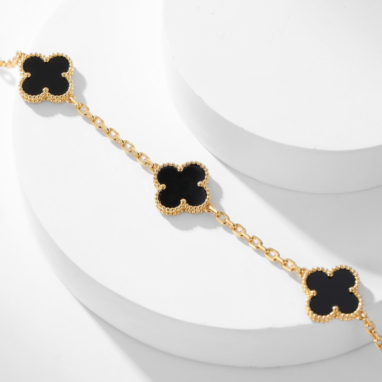 [Elowen Jewels]CLOVER 10 MOTIFS ONYX NECKLACE