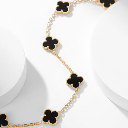 [Elowen Jewels]CLOVER 10 MOTIFS ONYX NECKLACE