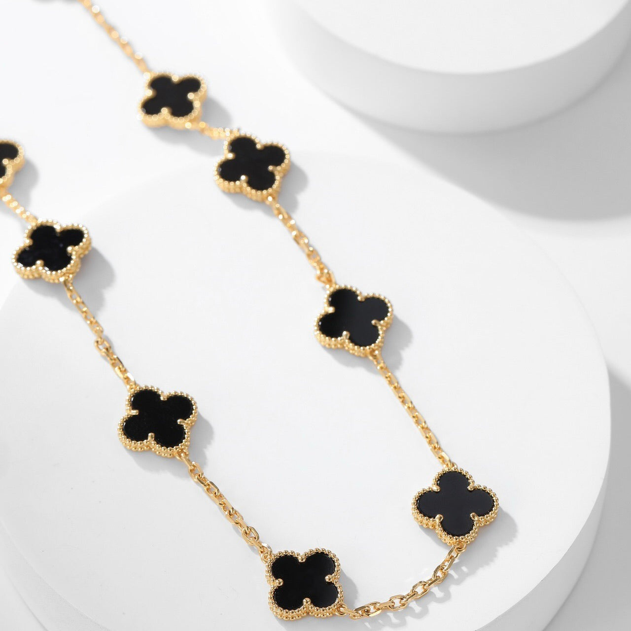 [Elowen Jewels]CLOVER 10 MOTIFS ONYX NECKLACE