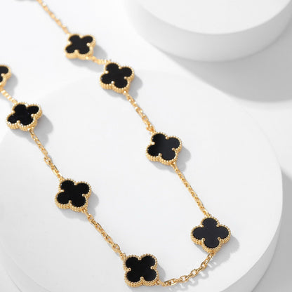 [Elowen Jewels]CLOVER 10 MOTIFS ONYX NECKLACE