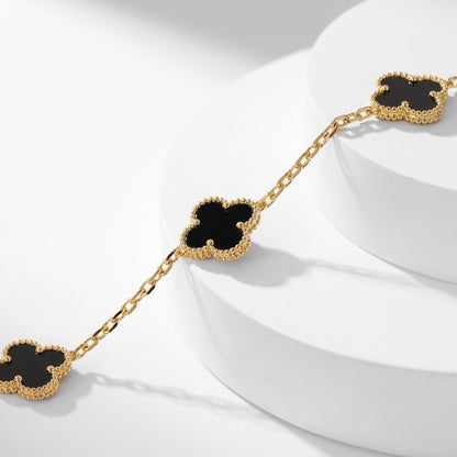 [Elowen Jewels]CLOVER 10 MOTIFS ONYX NECKLACE