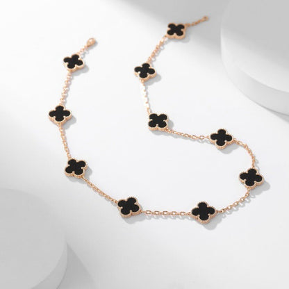 [Elowen Jewels]CLOVER 10 MOTIFS ONYX NECKLACE