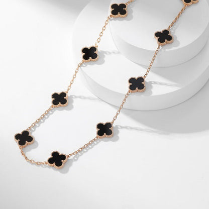 [Elowen Jewels]CLOVER 10 MOTIFS ONYX NECKLACE