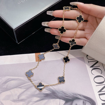[Elowen Jewels]CLOVER 10 MOTIFS ONYX NECKLACE