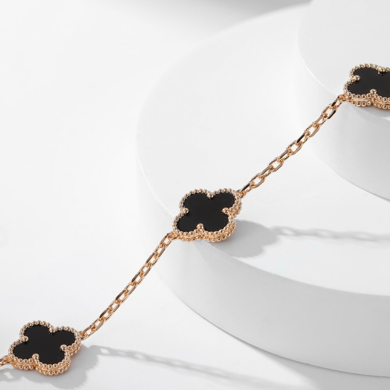 [Elowen Jewels]CLOVER 10 MOTIFS ONYX NECKLACE