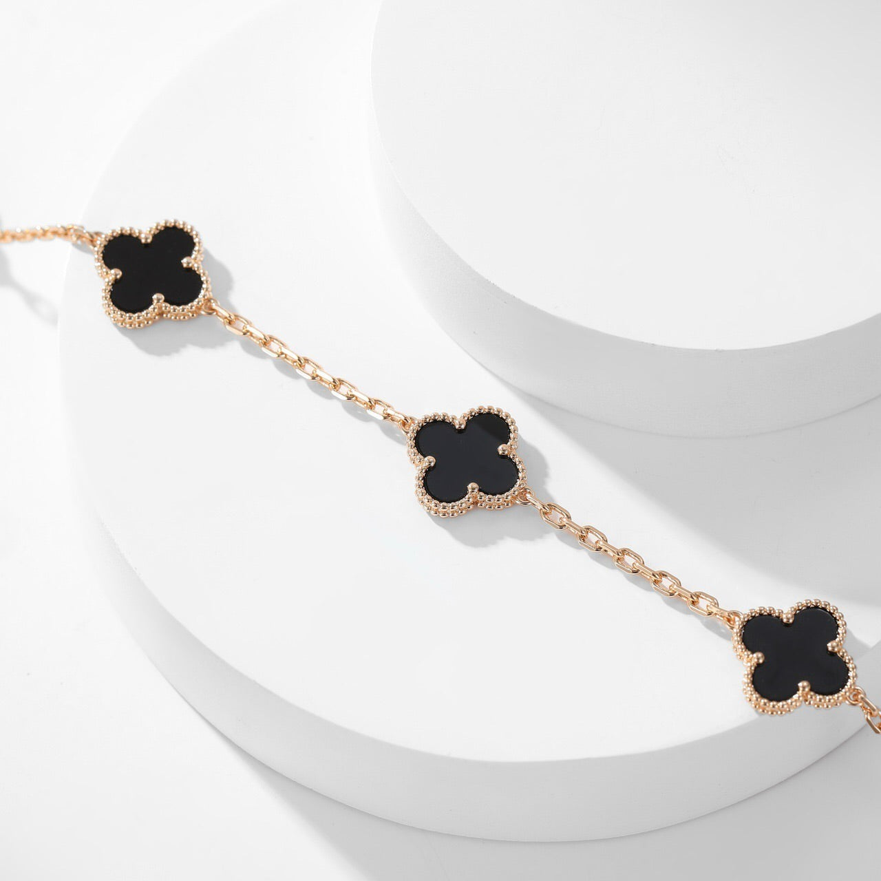 [Elowen Jewels]CLOVER 10 MOTIFS ONYX NECKLACE