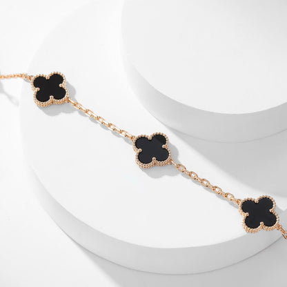 [Elowen Jewels]CLOVER 10 MOTIFS ONYX NECKLACE