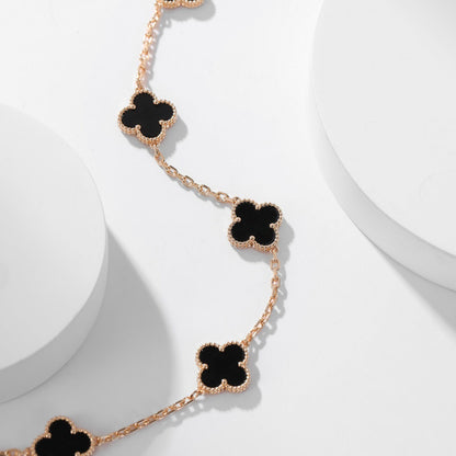 [Elowen Jewels]CLOVER 10 MOTIFS ONYX NECKLACE