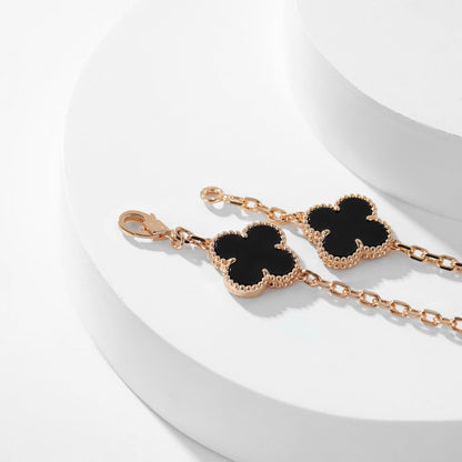 [Elowen Jewels]CLOVER 10 MOTIFS ONYX NECKLACE