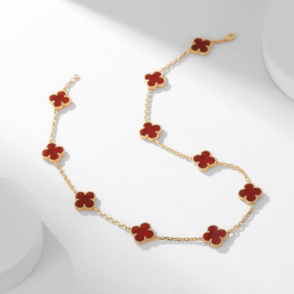 [Elowen Jewels]CLOVER 10 MOTIFS CARNELIAN NECKLACE