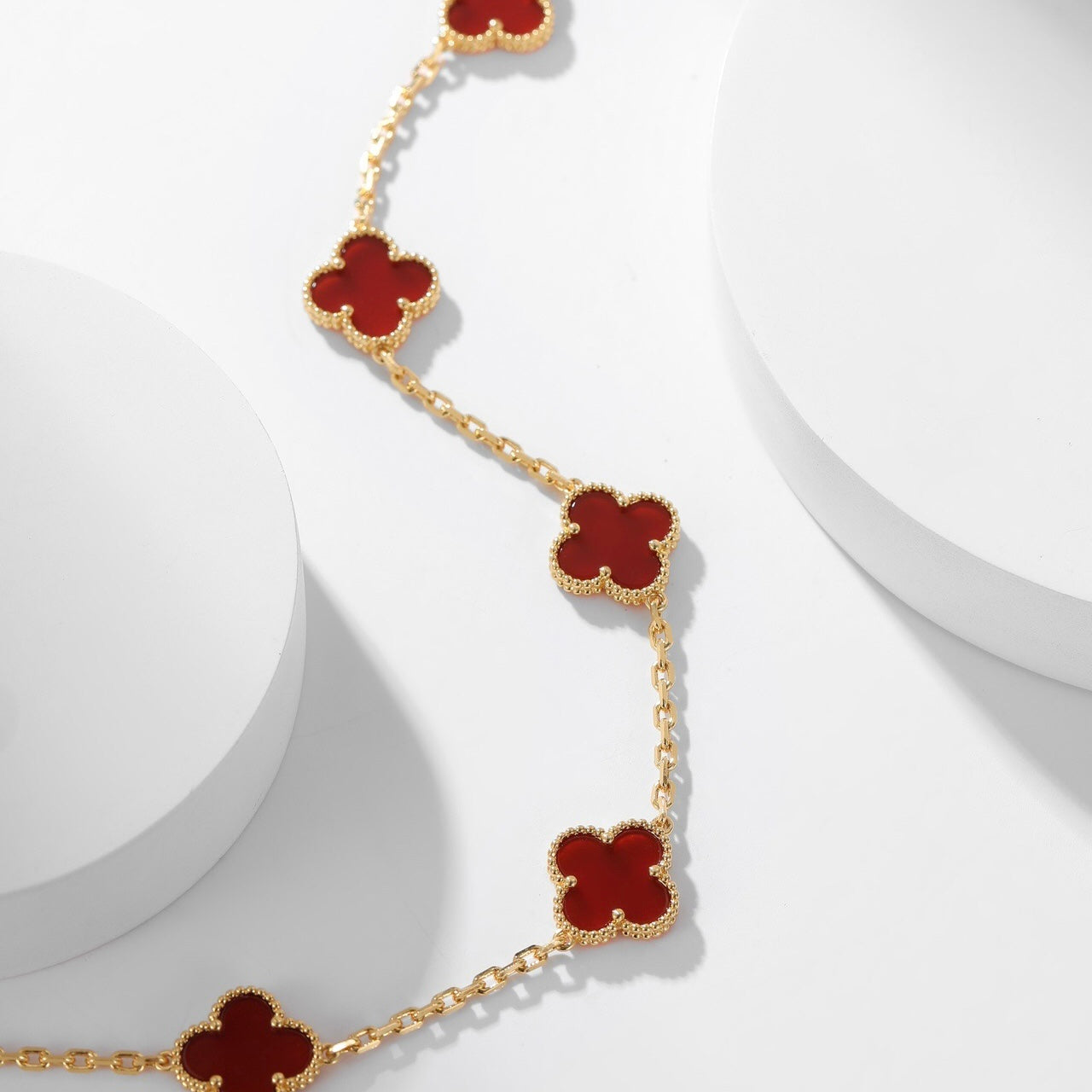 [Elowen Jewels]CLOVER 10 MOTIFS CARNELIAN NECKLACE