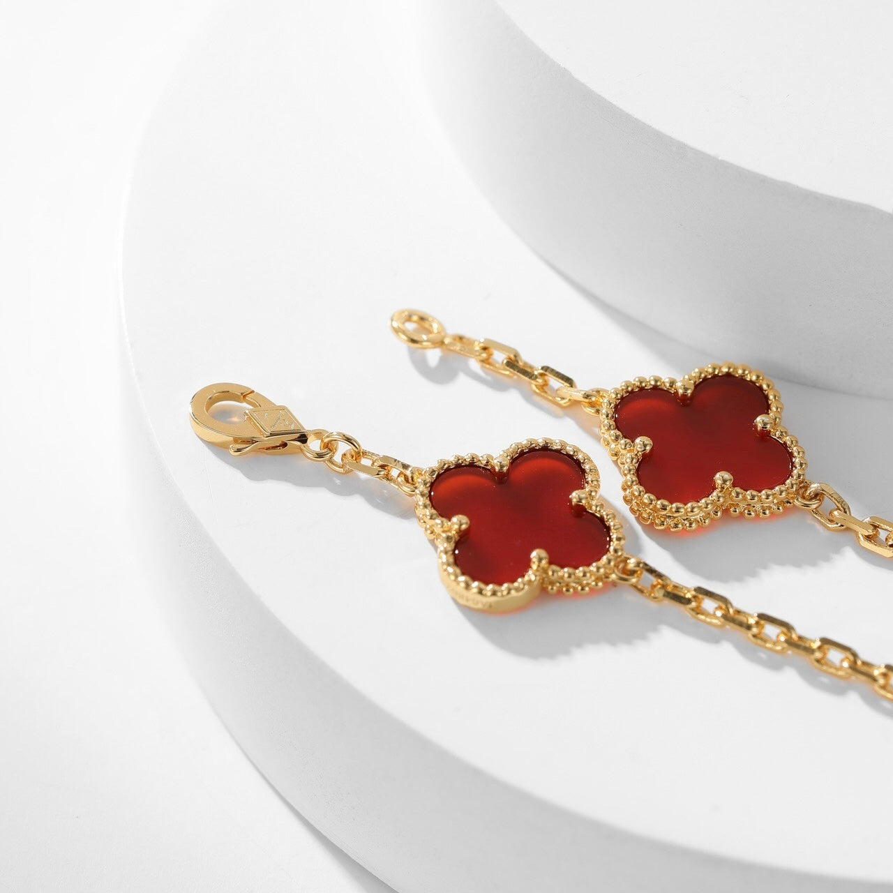[Elowen Jewels]CLOVER 10 MOTIFS CARNELIAN NECKLACE
