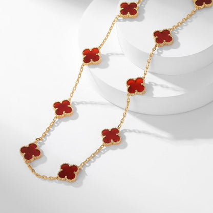 [Elowen Jewels]CLOVER 10 MOTIFS CARNELIAN NECKLACE