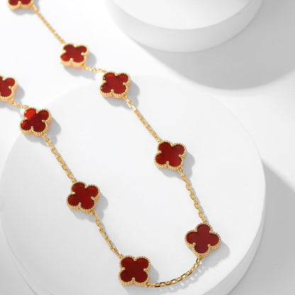 [Elowen Jewels]CLOVER 10 MOTIFS CARNELIAN NECKLACE