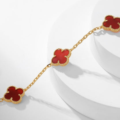 [Elowen Jewels]CLOVER 10 MOTIFS CARNELIAN NECKLACE