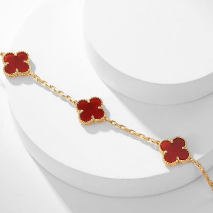 [Elowen Jewels]CLOVER 10 MOTIFS CARNELIAN NECKLACE