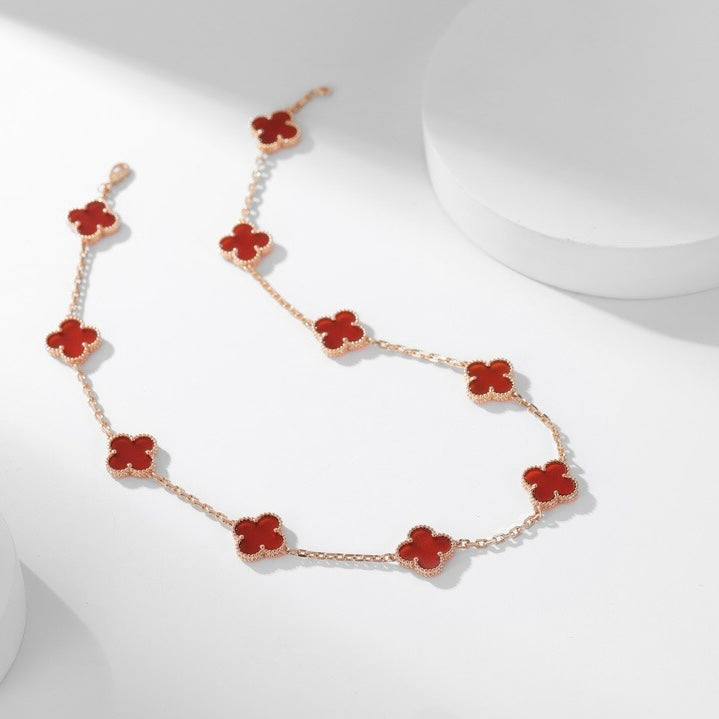 [Elowen Jewels]CLOVER 10 MOTIFS CARNELIAN NECKLACE