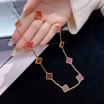 [Elowen Jewels]CLOVER 10 MOTIFS CARNELIAN NECKLACE