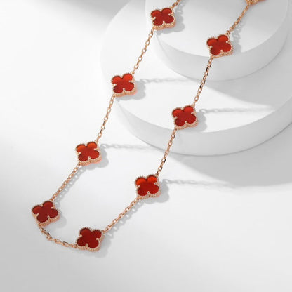 [Elowen Jewels]CLOVER 10 MOTIFS CARNELIAN NECKLACE