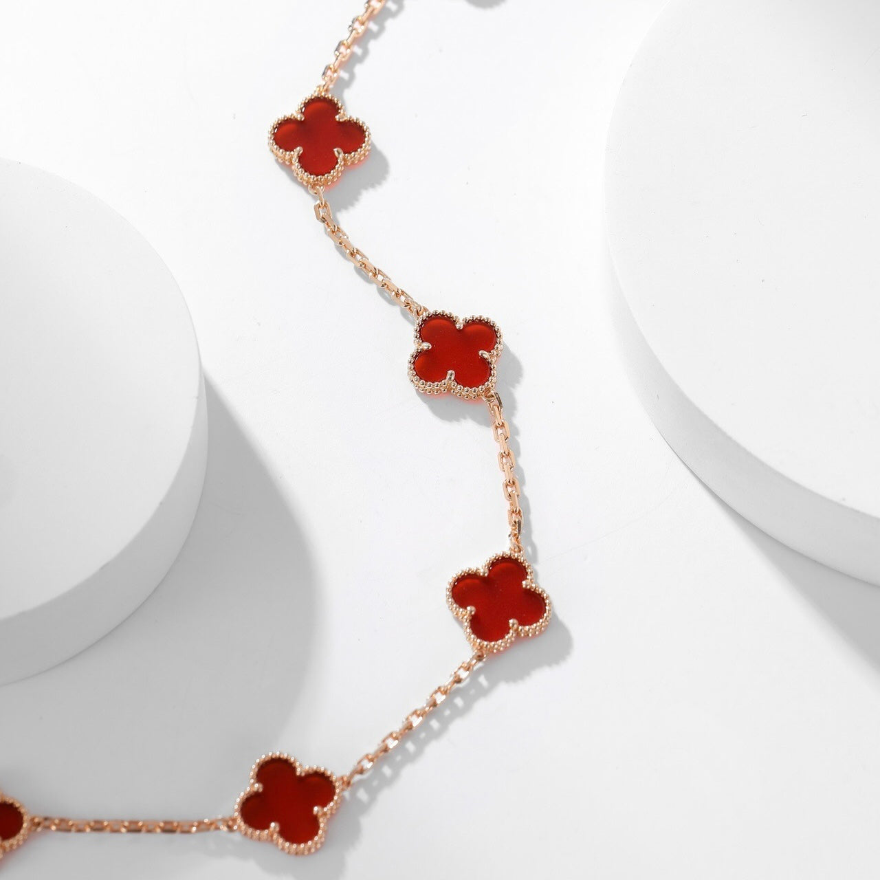 [Elowen Jewels]CLOVER 10 MOTIFS CARNELIAN NECKLACE