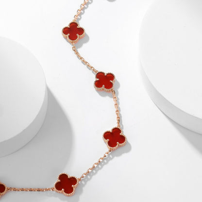 [Elowen Jewels]CLOVER 10 MOTIFS CARNELIAN NECKLACE