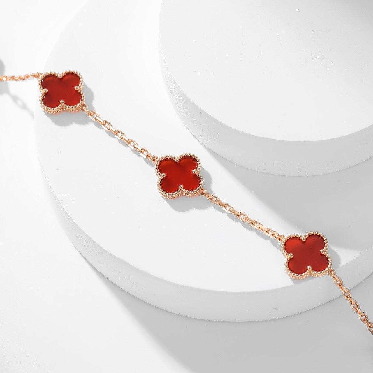 [Elowen Jewels]CLOVER 10 MOTIFS CARNELIAN NECKLACE