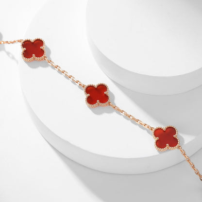 [Elowen Jewels]CLOVER 10 MOTIFS CARNELIAN NECKLACE