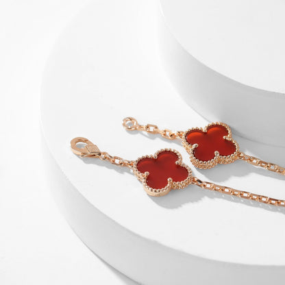 [Elowen Jewels]CLOVER 10 MOTIFS CARNELIAN NECKLACE