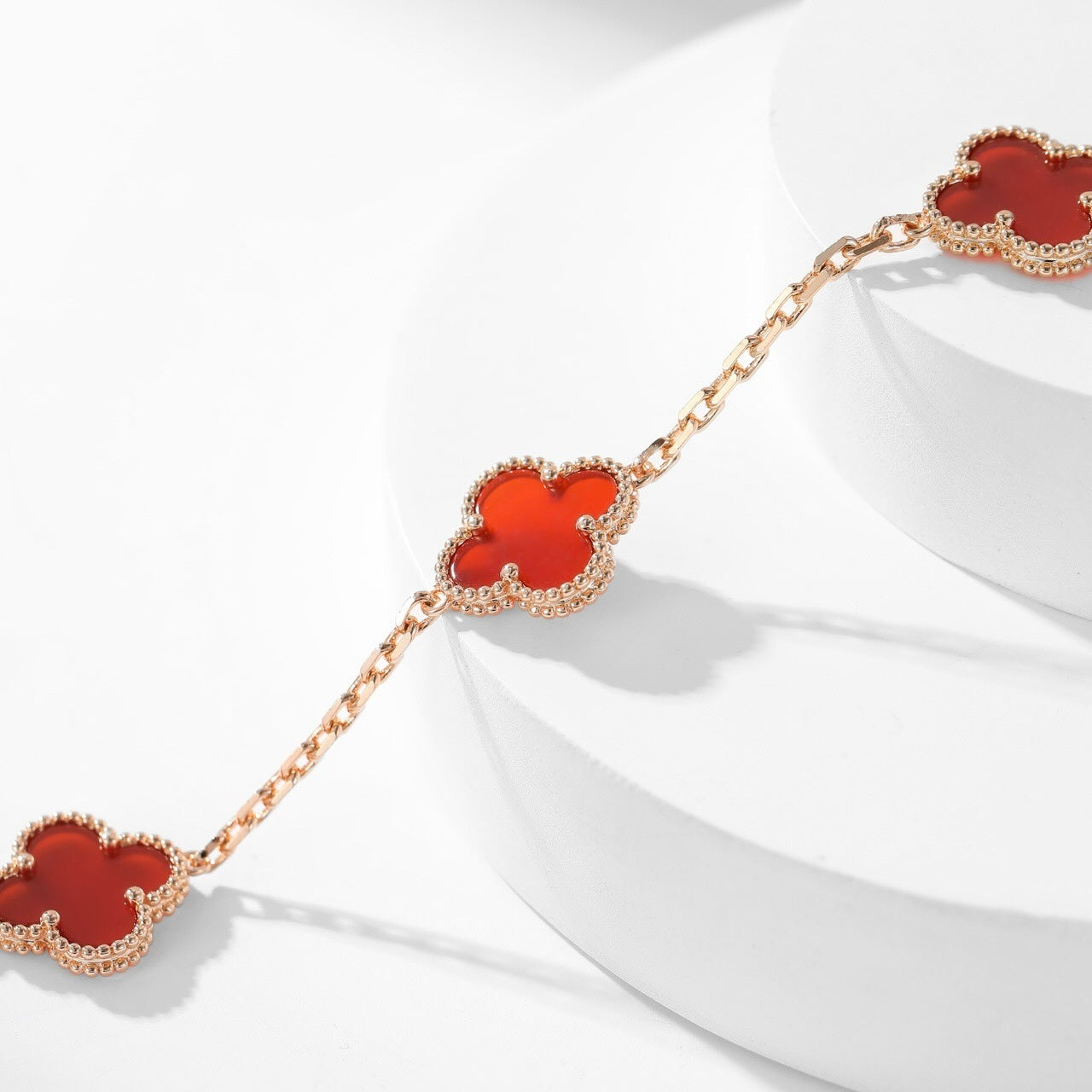 [Elowen Jewels]CLOVER 10 MOTIFS CARNELIAN NECKLACE