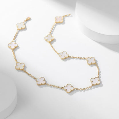 [Elowen Jewels]CLOVER 10 MOTIFS WHITE MOTHER OF PEARL NECKLACE