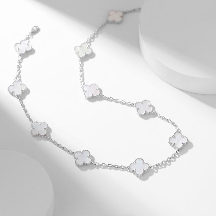 [Elowen Jewels]CLOVER 10 MOTIFS WHITE MOTHER OF PEARL NECKLACE