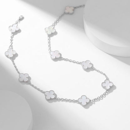[Elowen Jewels]CLOVER 10 MOTIFS WHITE MOTHER OF PEARL NECKLACE