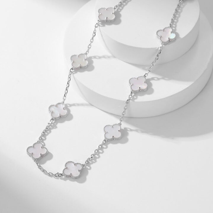[Elowen Jewels]CLOVER 10 MOTIFS WHITE MOTHER OF PEARL NECKLACE