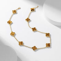 [Elowen Jewel]CLOVER 10 MOTIFS TIGER EYE NECKLACE