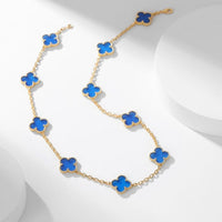 [Elowen Jewel]CLOVER 10 MOTIFS BLUE AGATE NECKLACE
