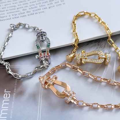 [Elowen Jewels]FORCE LARGE HORSESHOE CLASP  METAL BRACELET