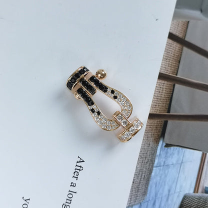 [Elowen Jewels]FORCE LARGE HORSESHOE BLACK WHITE DIAMOND BRACELET ROSE GOLD