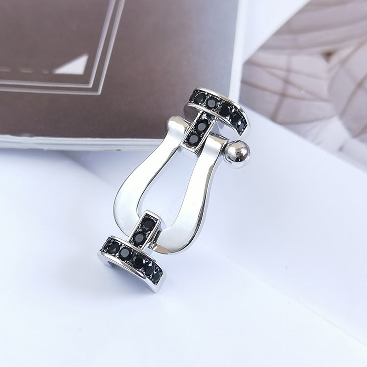 [Elowen Jewels]FORCE LARGE HORSESHOE BLACK DIAMOND BRACELET SILVER