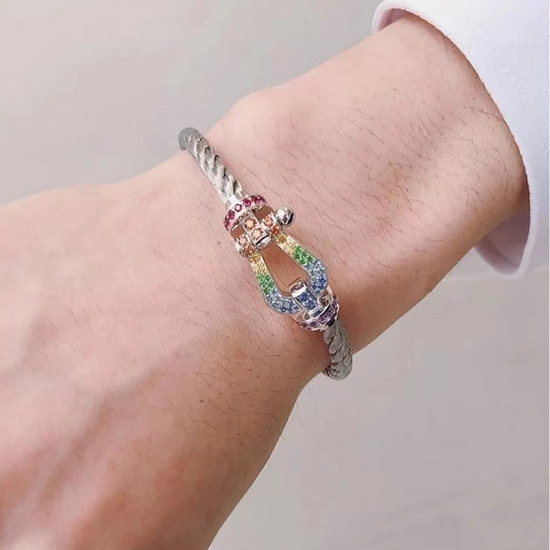 [Elowen Jewels]FORCE LARGE HORSESHOE  COLORED DIAMOND BRACELET ROSE GOLD