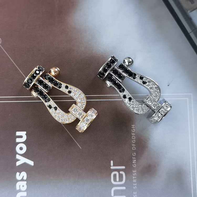 [Elowen Jewels]FORCE LARGE HORSESHOE BLACK WHITE DIAMOND BRACELET ROSE GOLD