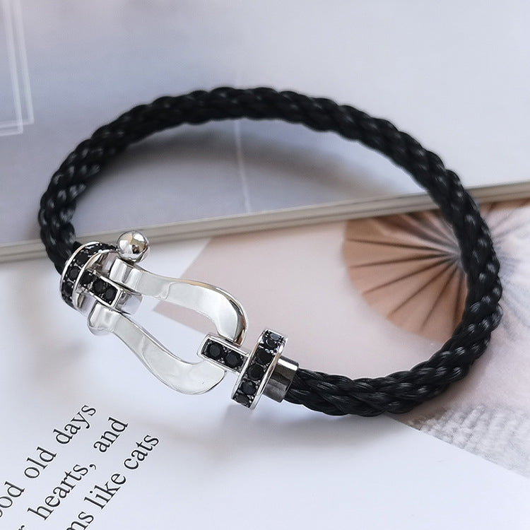 [Elowen Jewels]FORCE LARGE HORSESHOE BLACK DIAMOND BRACELET SILVER