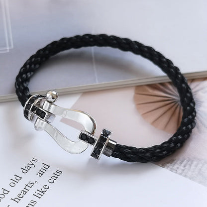 [Elowen Jewels]FORCE LARGE HORSESHOE BLACK DIAMOND BRACELET SILVER