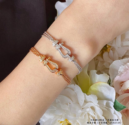 [Elowen Jewels]FORCE SMALL HORSESHOE  DIAMOND CHAIN ROPE BRACELET