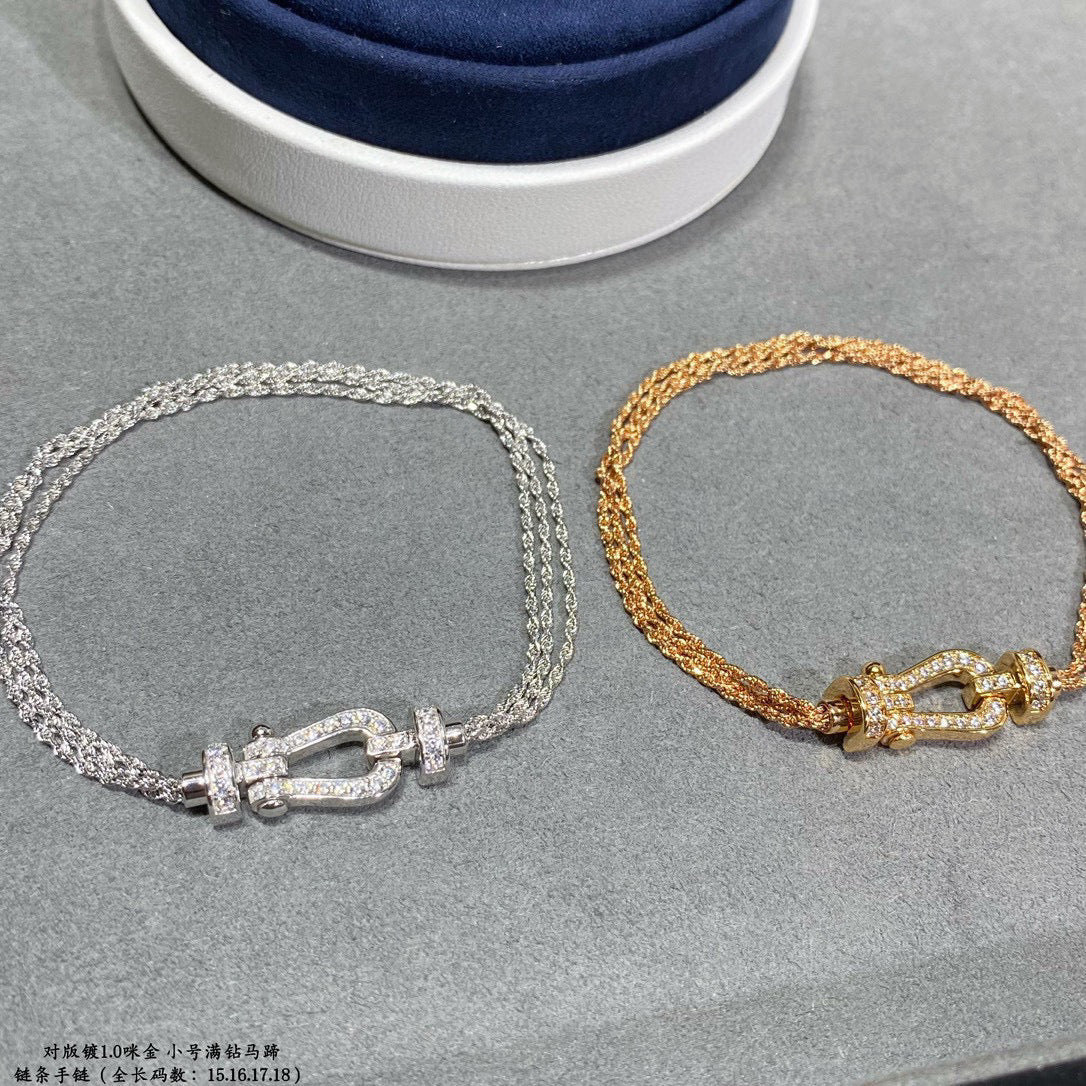 [Elowen Jewels]FORCE SMALL HORSESHOE  DIAMOND CHAIN ROPE BRACELET