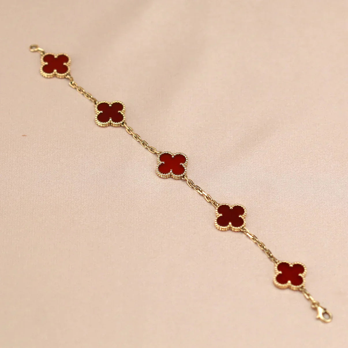 [Elowen Jewels] CLOVER 5 MOTIF RED CORNELIAN BRACELET COLLECTION