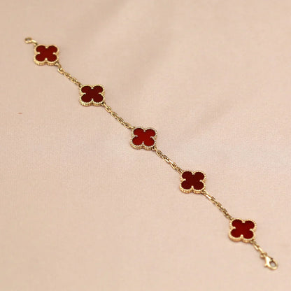 [Elowen Jewels] CLOVER 5 MOTIF RED CORNELIAN BRACELET COLLECTION