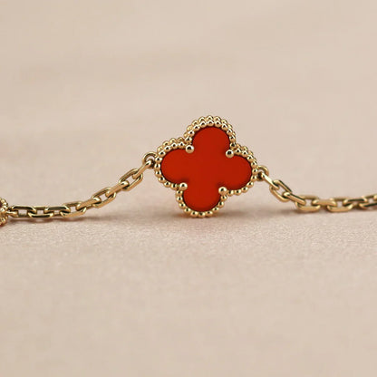 [Elowen Jewels] CLOVER 5 MOTIF RED CORNELIAN BRACELET COLLECTION